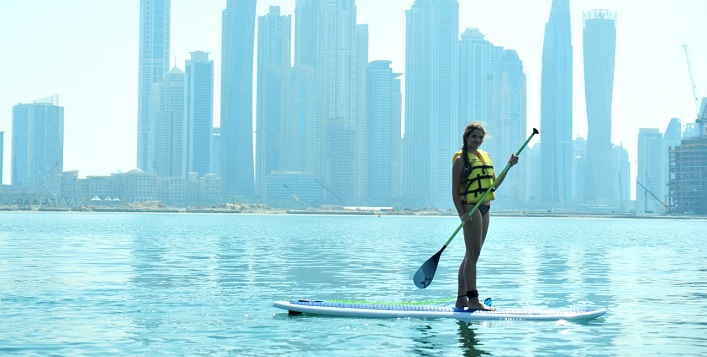 Paddle boarding in Palm Jumeirah